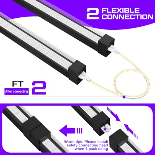 365NM UV Black Light Bar, 18W LED Blacklight Strip, 16inch Linkable UV Blacklights with Switch for Uranium Glass & Mineral Display, Glow Party, Halloween,2 Pack - style: 18W-2PACK