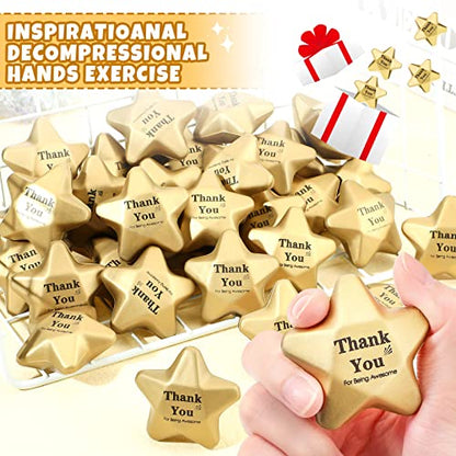 Deekin 36 Pcs Star Stress Balls Foam Relief Toys Bulk,Thank You,1.6 Inch | Mini Star Squeeze, Portable Pocket Size, Anxiety, Perfect Teacher Incentives, Office Stress Relief & Party Favor Supplies - size: 1.6 Inch, style: Thank You
