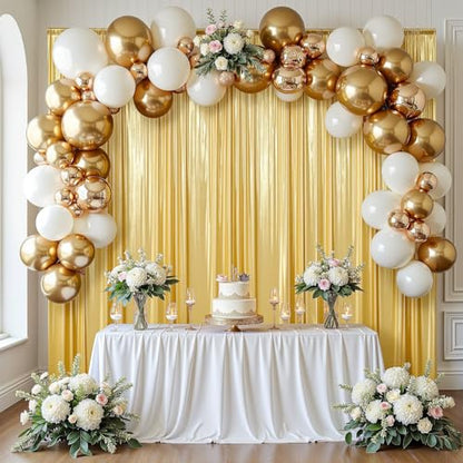 gogoparti 10x10FT Gold Sequin Backdrop Curtain - 2 Panels of 5x10FT Wrinkle-Free Glitter Drapes for Photography, Birthdays, Weddings & Graduations - color: Gold, size: 5FT x 10FT(2 panels)