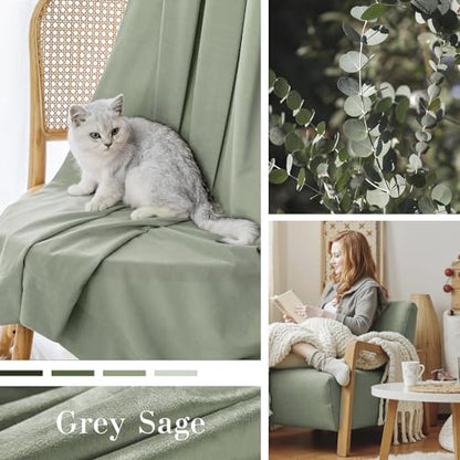 Lazzzy Green Velvet Curtains Blackout Thermal Insulated Curtains 84 Inch Long Window Drapes for Bedroom Living Room Super Soft Luxury Grommet Window Treatment 2 Panels, Grayish Green - color: *Grommet | Grey Sage, size: 52"W x 84"L (Pack of 2)
