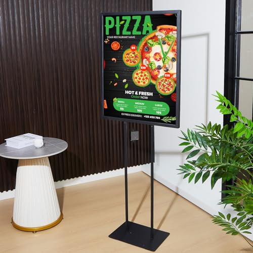 2 Pcs 22" x 28" Twin Pole Bulletin Sign Holder Floor Stand Heavy Duty Floor Standing Poster Display Stand Black Display Poster Holder with Rectangular Base for Outdoor Indoor Store Business - size: 22 x 28 Inch