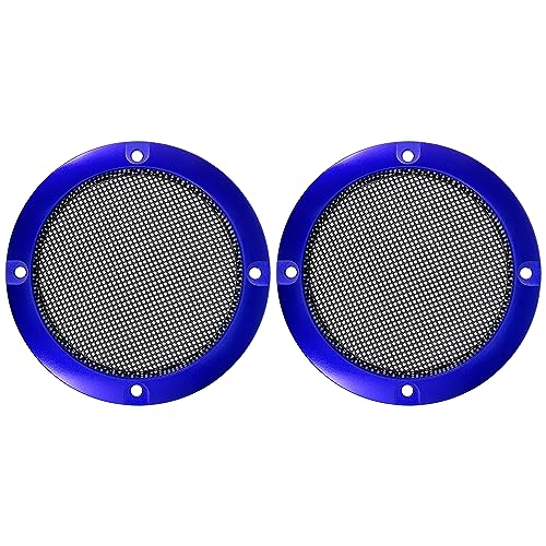 X AUTOHAUX 2pcs 3" Blue Car Audio Speaker Cover Mesh Subwoofer Grill Horn Glossy Guard Protector - color: Blue