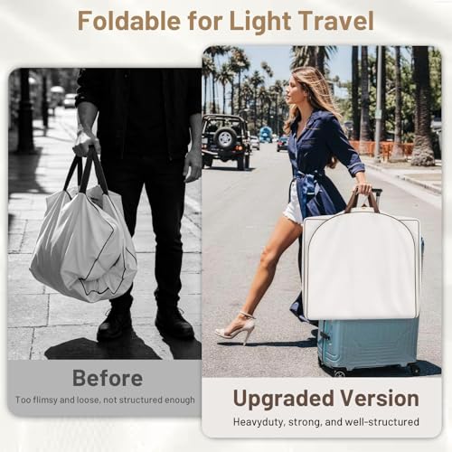 MISSLO 40" Cotton Garment Bags for Travel Waterproof Suit Bag Travel Mens Breathable Suit Cover Foldable Fur Coat Covers for Closet Storage for Women Short Hanging Clothes Bag for Jacket, Shirt, Dress - size: 40 inch