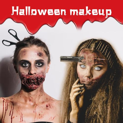 Depvision SFX Makeup Kit Halloween Makeup Set Professional Face Body Paint Special Effects Makeup Set with Fake Blood Scar Wax Oil Body Paint Sponges Brushes for Halloween Party SFX Cosplay