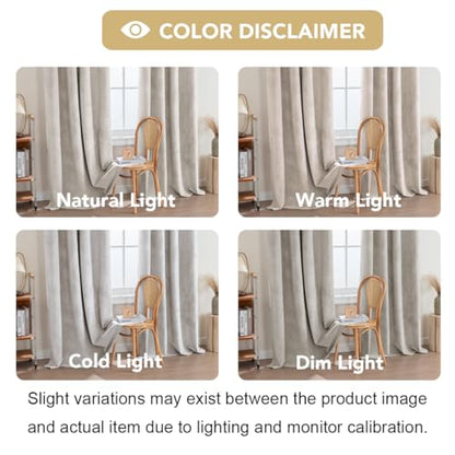 H.VERSAILTEX Velvet 100% Blackout Curtains for Living Room Full Light Blocking Curtains Thermal Insulated Room Window Drapes Soft Luxury Curtains Grommet Top 2 Panels (55" W x 63" L, Stone) - color: Stone, size: 55"W x 63"L (Pack of 2)