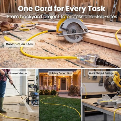 GEARit 50 ft Heavy Duty Outdoor Extension Cord, 14/3 SJTW, 14 AWG Lighted - size: 14 AWG Gauge, style: 50 Feet (SJTW Rated)