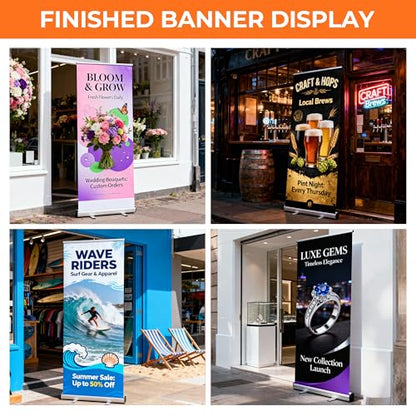 Customized Retractable Banner Aluminum Alloy Frame Portable,Durable,Suitable For Commercial Promotion,Event Display, Advertising,Home Use -with Carry Bag And Stand- Made in USA，33"x81" (style 2)