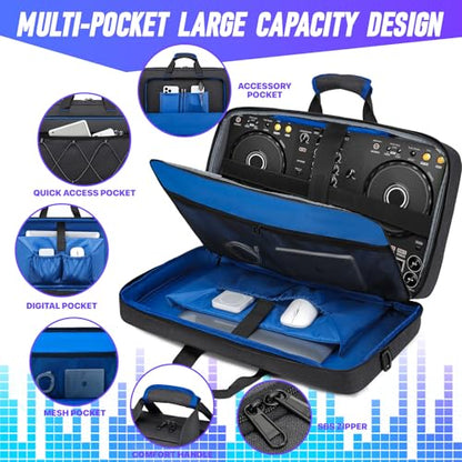 DJ Bag for DDJ-FLX4/DDJ 400/DDJ REV1, Padded DJ Controller Crossbody Bag with 4 Pockets, for 15.6 Inch Laptop, Cables, DJ Mixer Case with Adjustable Shoulder Strap for DJ Equipment - color: Grey