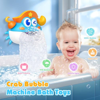 Bath Toys,Light Up Baby Bath Toys Bath Bubble Machine with Colourful RGB Light Great Birthday for Toddler Boys and Girls Tub Toy for Kids Ages 1-3 4-8 - color: Blue