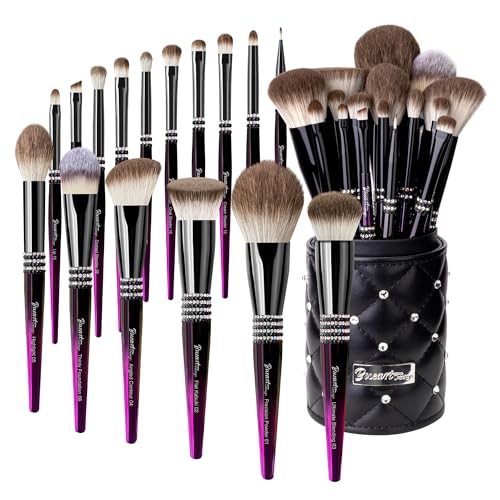 Bueart Design 16PCS Professional Makeup Brushes Set with Holder - color: Black-purple gradient color