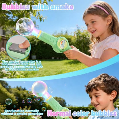Smoke Bubble Machine, Elastic Bubble Fog Wand, Rechargeable Fog Bubble Machine with Lights & Sound, for Parties Outdoor Interactive Fun (Green) - color: Green