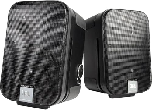 JBL Professional C2PS Control 2P Compact Powered Monitor, Desktop Reference Monitors, Master and Extension Speaker Pair, 5.25” Woofer, 35 Watts, XLR, ¼” and RCA Inputs, Black - style: Master + Extension speaker