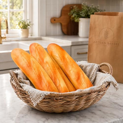 ULTNICE 3pcs Artificial French Long Bread Loaf Lifelike Fake Dessert Cake Food Pretend Play Food Playset Toys Photography Prop Kitchen Decoration, Medium