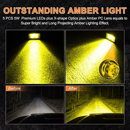 Amber LED Pods, RFROAD LIGHTING 2PCS 3Inch 100W Yellow Fog Lights Square Spot Beam LED Cubes for Truck Pickup Offroad Motorcycle UTV ATV SUV Front Bumper - color: 3 Inch Amber LED Pod Lights