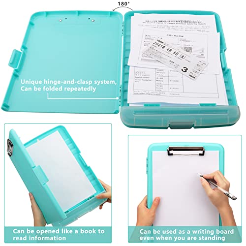 Clipboard with Storage, A4 Binder Nursing Clipboards with Pen Holder, Heavy Duty Storage Clipboards with Low Profile Clip, Clipboard Folder Side-Opening, Smooth Writing Clip Board (Blue Green) - color: Blue Green