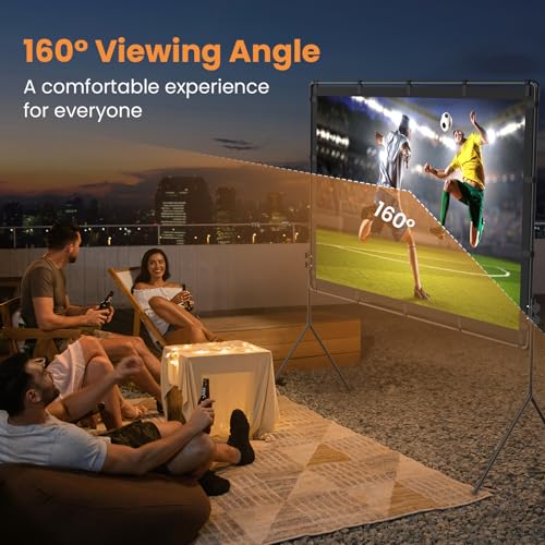 HAPPRUN Projector Screen and Stand, Easy Use 100 inch Foldable and Portable Projection Screen 16:9 Rear Front Wrinkle-Free Movie Screen with Carry Bag for Indoor Outdoor Home Theater Backyard Cinema
