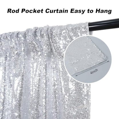 Juya Delight Sequin Backdrop Curtain Non-Transparent Sequin Photography Background Backdrop Curtain for Birthday Party Wedding Festival Ceremony 6FTx8FT Silver - color: Silvery, size: 6ft x 8ft