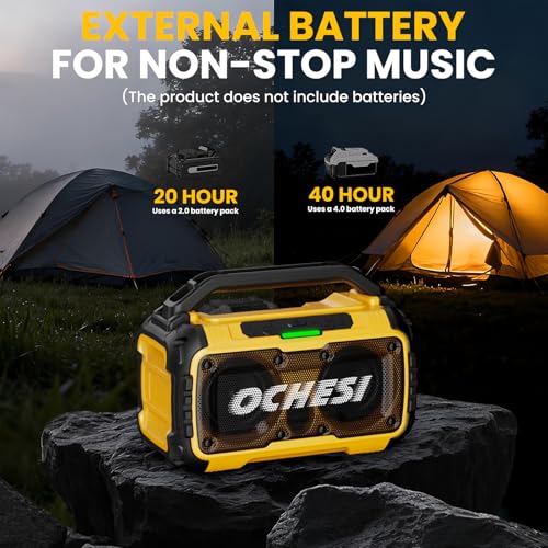 Cordless Bluetooth Speaker for DeWalt 20V Max Batteries, 80W Portable Jobsite Stereo Speaker with Dual Speakers and USB Port, Suitable for Camping, Home, Jobsite and Parties(No Battery/Charger)