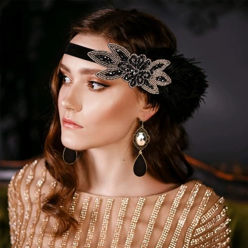 RIOSO 1920s Accessories for Women Flapper Gatsby Roaring 20s Accessories Costume Black - style: Style B