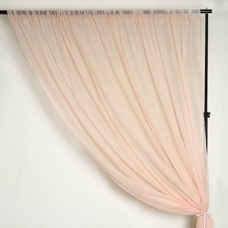 Tableclothsfactory 10FT Fire Retardant Blush Sheer Voil Curtain Panel Backdrop - Premium Collection - color: Blush, size: 120"W x 120"L (Pack of 1)