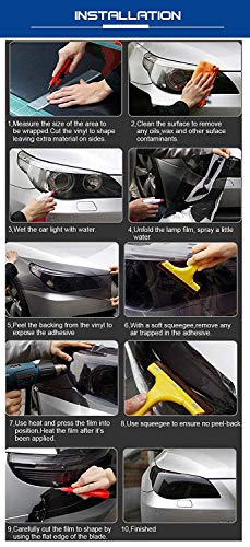 KOMAS 12” X 48” Tint Vinyl Film Sticker Sheet Roll for Car Headlight, Tail Lights, Fog Lights with Squeegee + Cutter (Glossy Dark Blue) - color: Glossy Dark Blue