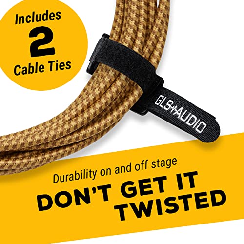 GLS Audio Instrument Cable - 1/4 Inch TS to 1/4 Inch Instrument Cable for Bass/Electric Guitar- Brown/Yellow Braided Tweed, 15ft - color: Brown/Yellow, size: 15ft