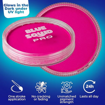 Blue Squid Face Paint Water Based Single Cake Professional Face Paint & Body Paint - Water Activated, Kids Adults Face Painting for Costume, Halloween Makeup, Cosplay - Neon Pink Face Paint 30g - color: Neon Pink