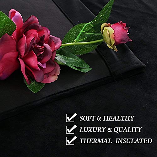 RYB HOME Extra Long Velvet Curtains 108 inches Long, High Ceiling Curtains | Thermal Insulated, Room Darkening, Privacy UV Protection, Loft Apartment Living Room, Black, W52 x L108, 2 Panels - color: Black, size: 52"W x 108"L (Pack of 2)