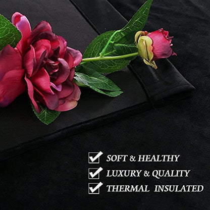 RYB HOME Extra Long Velvet Curtains 108 inches Long, High Ceiling Curtains | Thermal Insulated, Room Darkening, Privacy UV Protection, Loft Apartment Living Room, Black, W52 x L108, 2 Panels - color: Black, size: 52"W x 108"L (Pack of 2)