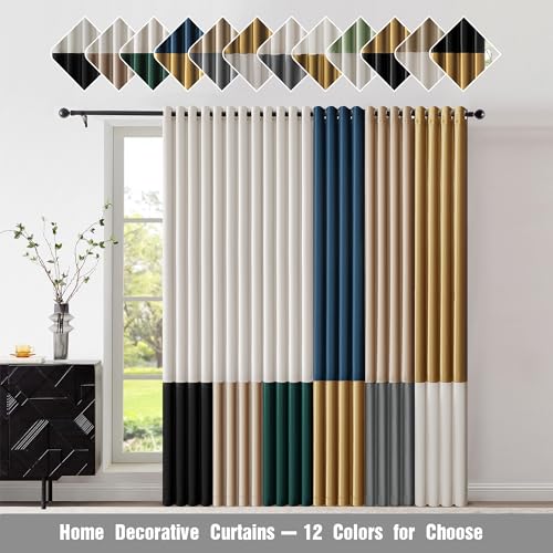 BULBUL Champagne Grey 100% Full Blackout Velvet Curtains,63 inches Long Modern Liner Curtains Thermal Drapes Panels for Living Room Bedroom Grommet Set of 2 - color: Champagne & Grey, size: 52"W x 63"L (Pack of 2)