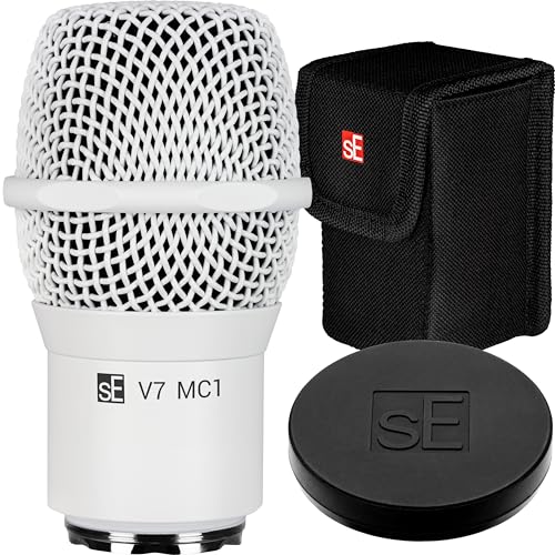 SE ELECTRONICS V7 MC1 Wireless Microphone Capsule - Compatible with Shure Wireless Transmitters - Professional Dynamic Microphone for Singing, Speech & Music Studio Recording (White w MP03 Pouch) - color: Shure - White (MP03 Pouch), style: MC1 = Shure Wir