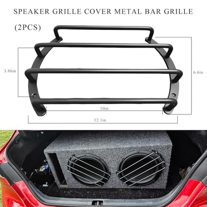 2 PCS Car Speaker Grill Cover, 10 Inch 4 Bar Audio Subwoofer Grill Grille Cover Guard, Universal Metal Bars Speaker Grille Protective Covers for Car Audio Subwoofer - color: 10 inches