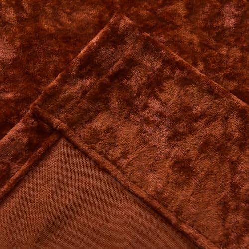 Luxury Crushed Rust Velvet Curtains 2 Panels Set - 96 inches Long Room Darkening Luxury Distressed Velvet Rod Pocket Window Drapes for Living Room Bedroom 52" W x 96" L - color: Rust, size: 52"W x 96"L (Pack of 2)