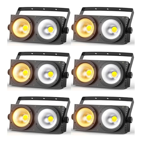 200W Blinder Stage Lights, 2-in-1 Warm & Cool White COB Spotlights, LED Par Lights with Auto/Sound/DMX/Master-Slave Audience Light for Events Wedding Theater Church Concert Party 6 Packs - size: 6Packs