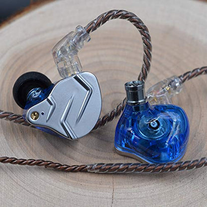 KZ ZSN Pro Dual Drivers 1BA 1DD in Ear Earphones HiFi Power Bass Earbuds Headphones High Clarity Sound Wired Earphones with Detachable Cable for Audiophile Musician - color: ZSN Pro-blue, size: With Mic