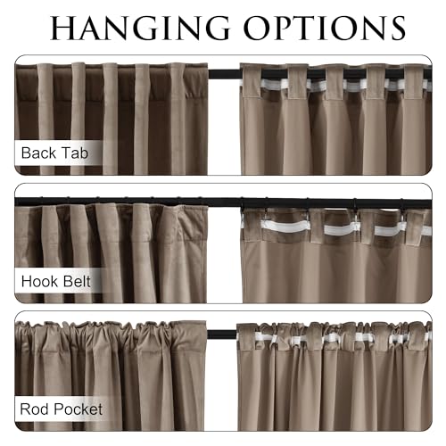 StangH Taupe Velvet Curtains 96 Inches Long 2 Panels Luxury Elegant Drapes | Extra Long Drapes for High Ceiling, Modern Office Window Coverings, Room Darkening Privacy Treatment, W52 x L96 - color: Taupe, size: 52"W x 96"L (Pack of 2)