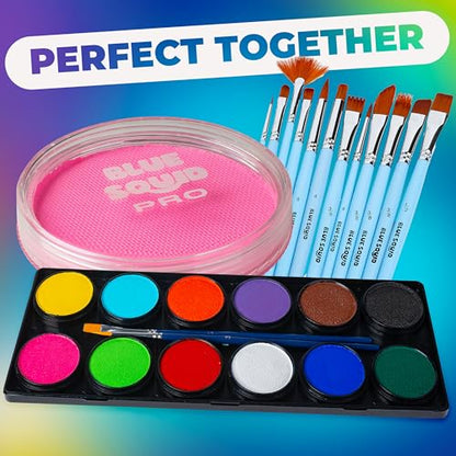 Blue Squid Face Paint Water Based Single Cake Professional Face Paint & Body Paint - Water Activated, Kids Adults Face Painting for Costume, Halloween Makeup, Cosplay - UV Pastel Pink Face Paint 30g - color: UV Pastel Pink