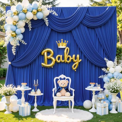 20ft x 12ft Royal Blue Backdrop Curtains for Wedding Parties - color: Royal Blue, size: W5' x H12'(4 panels)
