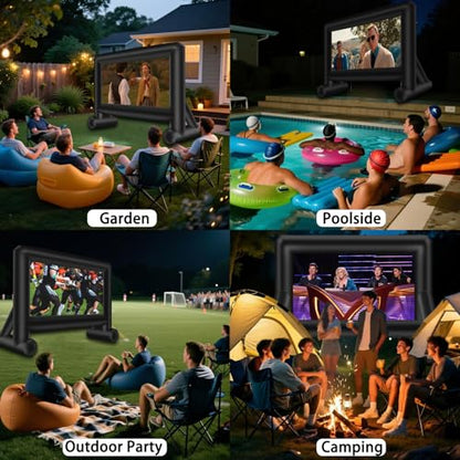 16 Feet Inflatable Movie Screen Outdoor, Inflatable Projector Screen with Blower Carry Bag - Supports Front and Rear Projection Blow Up Screen for Backyard Movie Night Pool Party