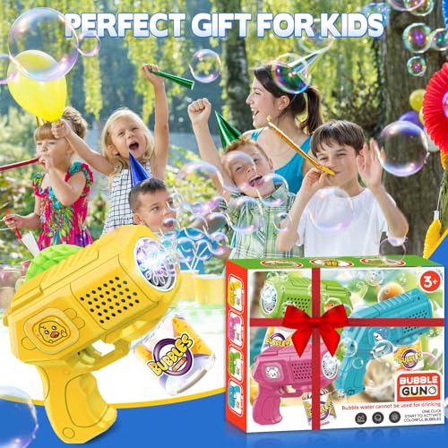 3 Pack Bubble Guns with Bubble Solution, Boys Girls Toys Gifts 3+ - color: Blue+green+yellow