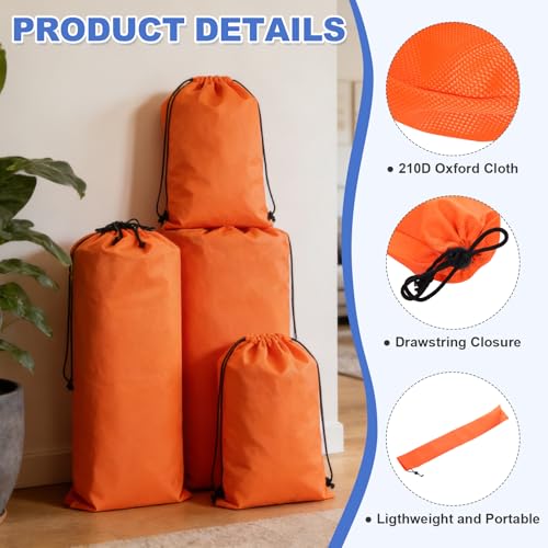 31.5 x 5 Inch Tripod Monopod Case Bag, Oxford Cloth Foldable Tripod Carrying Case Bag with Drawstring, Fits Speaker/Light Stand/Studio/Outdoor/Travel/Camping, Orange - size: 31.5x5 Inch