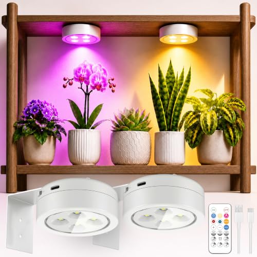 2 Pack Rechargeable Battery Grow Light, Full Spectrum Indoor Plant Light