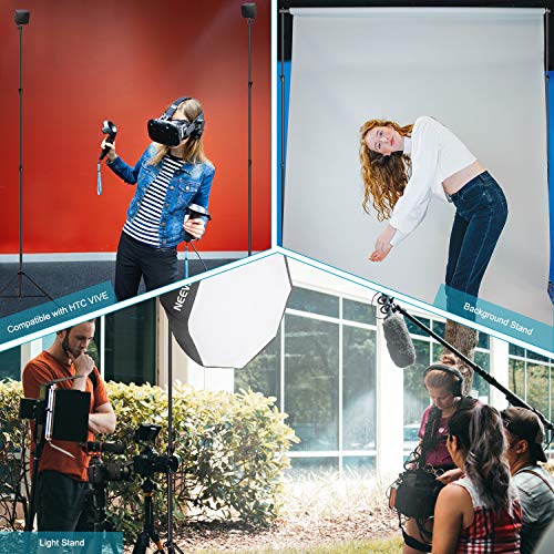 Neewer Light Stands 10 Feet/3 Meters, Pro Heavy Duty Spring Cushioned, All Metal Locking Collars, Set of 2 (Black Finish) with Carry Bags and Sandbags for Photo Video Photography HTC Vive, etc | All Metal Locking Collars, Set of 2 (Black Finish) with Carr
