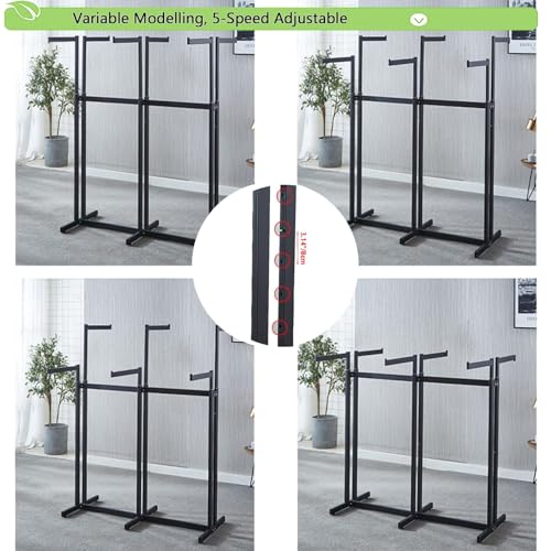 Floor Standing Metal Garment Rack - Heavy Retail Display Racks With Wheels | 10 Arms Clothing Rack, Square Tubing Portable Shirt Rack, Merchandise Display RackFor Hanging Clothes (XL-Black) - color: XL-Black