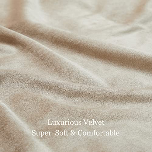 Velvet Champagne Grommet Blackout Curtains 84 inch Length for Living Room - color: Beige/Champagne, size: 52"W x 84"L (Pack of 2)