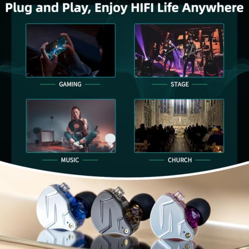 KZ ZSN Pro in Ear Monitor Headphones, 1BA 1DD Hybrid Driver Wired Gaming Earbuds, Deep Bass Sound Wired Ear Buds, HiFi IEM for Gaming Music Video Calling Singer Musician Drummer (Without mic, Purple) - color: Purple, style: without mic