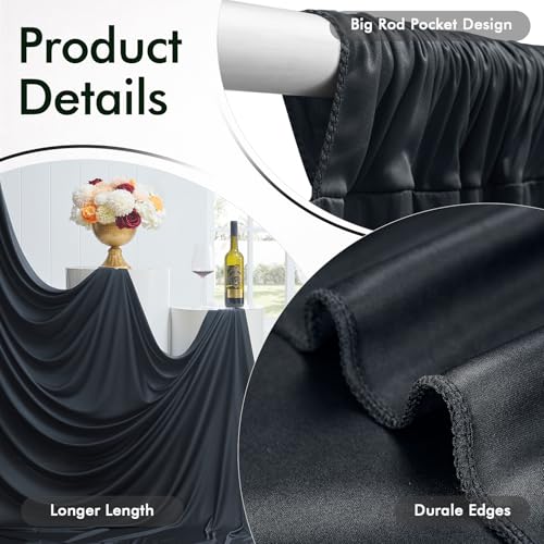 50ftx12ft Black Backdrop Curtain for Wedding Party 10 Panels 5×12FT Tall - color: Black, size: 50ftx12ft (10 Panels W5'xH12')
