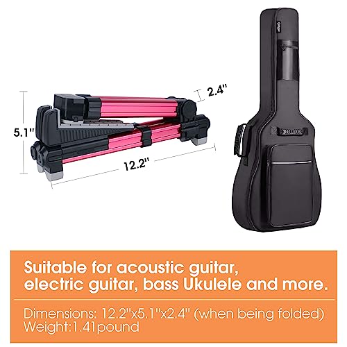 ENO MUSIC Folding Acoustic Guitar Stand, Suitable for Electric Guitars, Bass Guitars (Red) - color: Red
