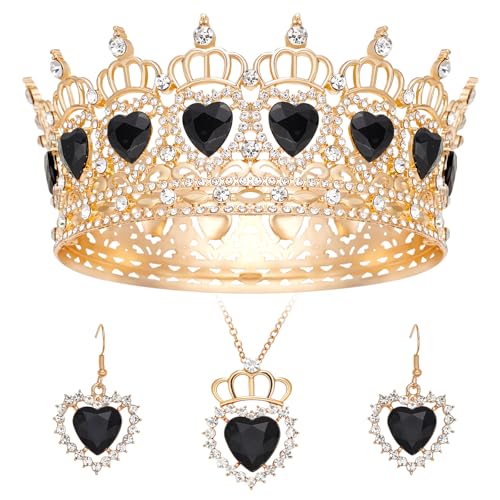 Queen Crown Rhinestone Wedding Crowns and Tiaras for Women Costume Party Hair Accessories Princess Birthday Crown Crystal Bridal Crowns - color: Gold Black Crown