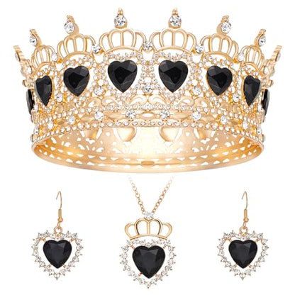 Queen Crown Rhinestone Wedding Crowns and Tiaras for Women Costume Party Hair Accessories Princess Birthday Crown Crystal Bridal Crowns - color: Gold Black Crown